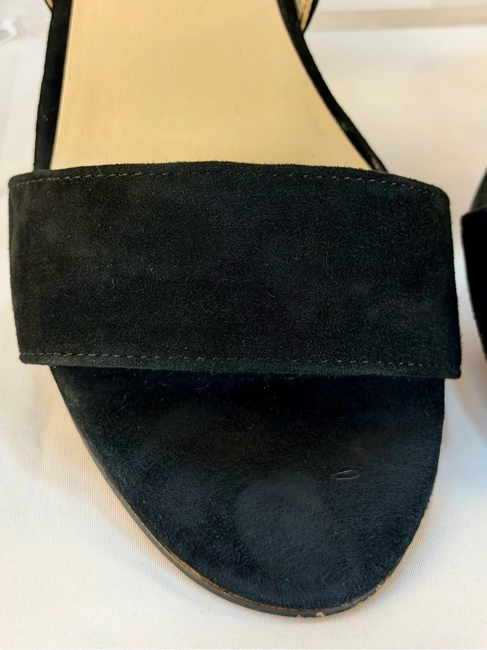 Ann Taylor Black Suede Block Heel Slingback Sandals